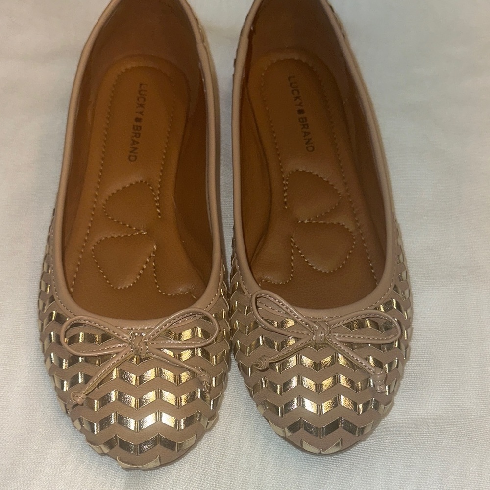 Lucky Brand Rose Gold and Nude Ballet Flats